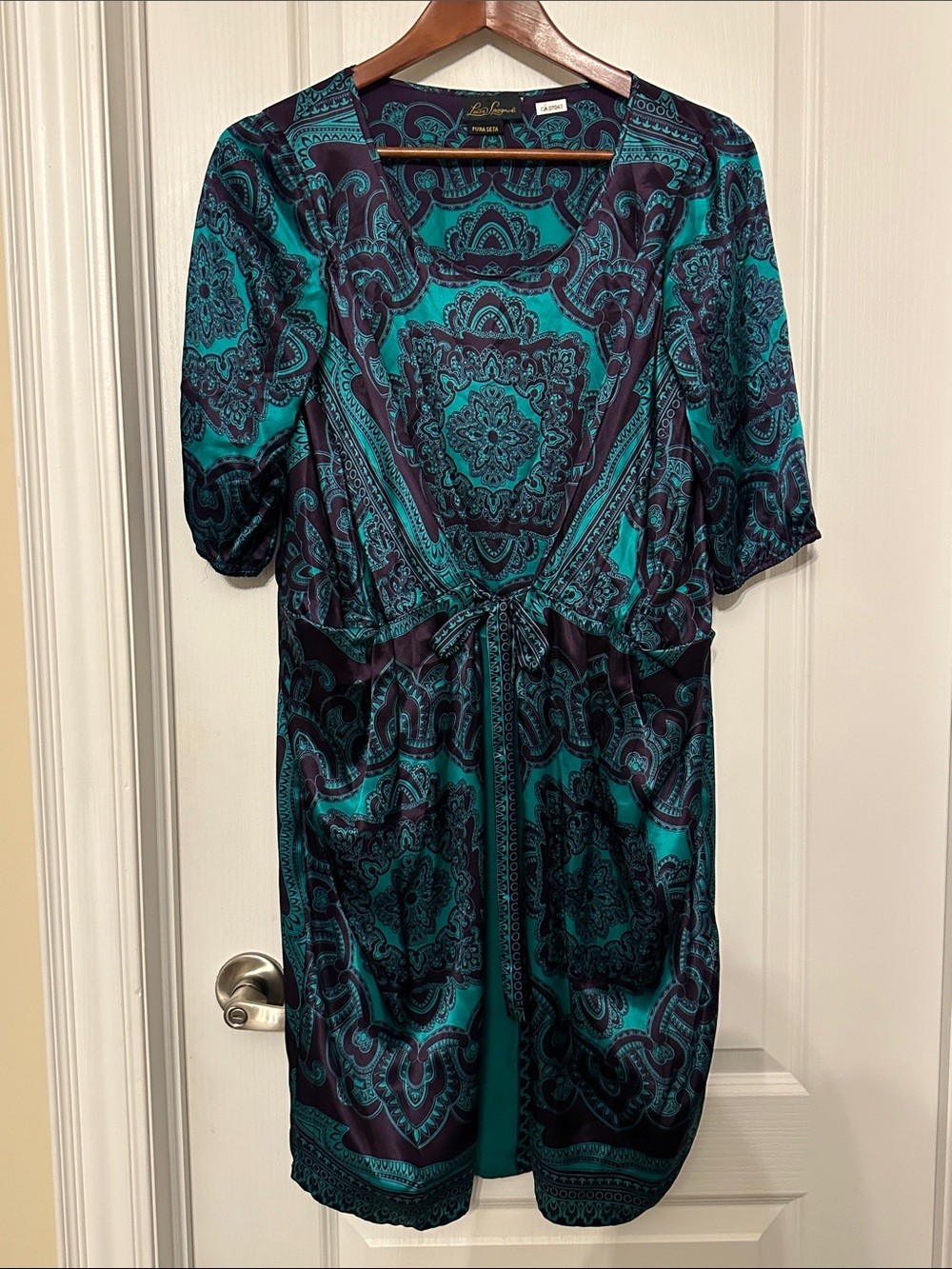 Luisa Spagnoli Jewel-Toned Paisley Silk Midi Dress.